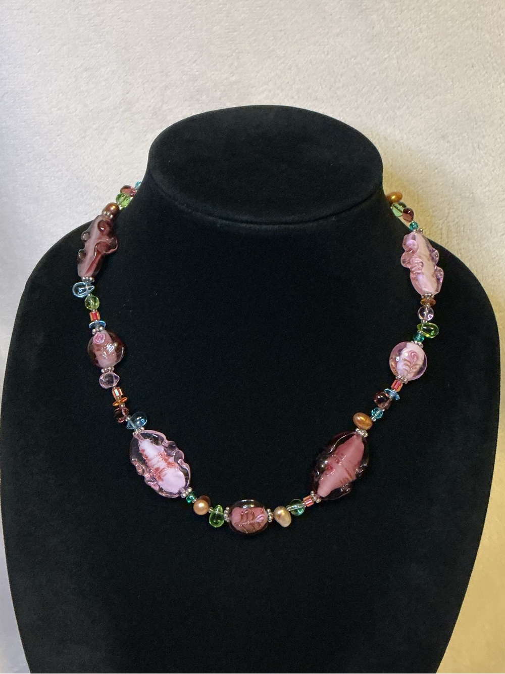 Premier Designs “Lavender Rose” Art Glass Necklace